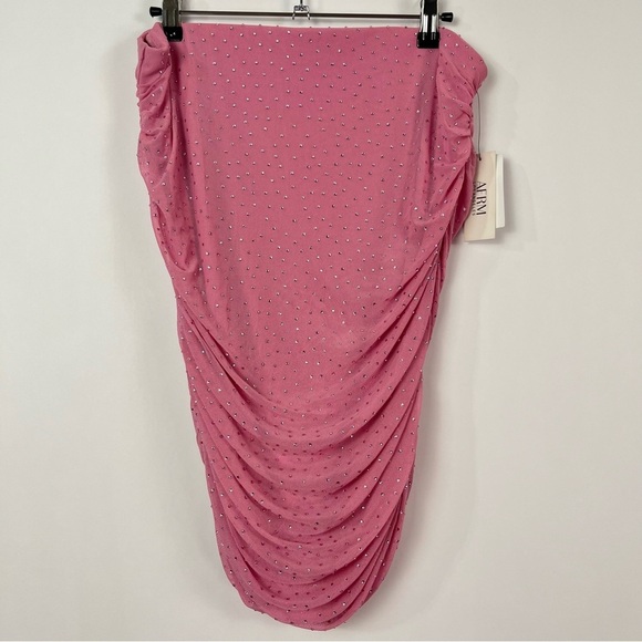 AFRM Dasani Rhinestone Dotted Ruched Miniskirt NWT XL - Picture 2 of 6